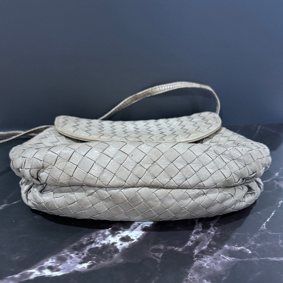 Vintage Bottega Veneta Intrecciato Woven Small Crossbody Bag in Taupe/Beige